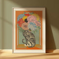 Floral tiger vase art print on fine art poster paper with intricate botanical details
