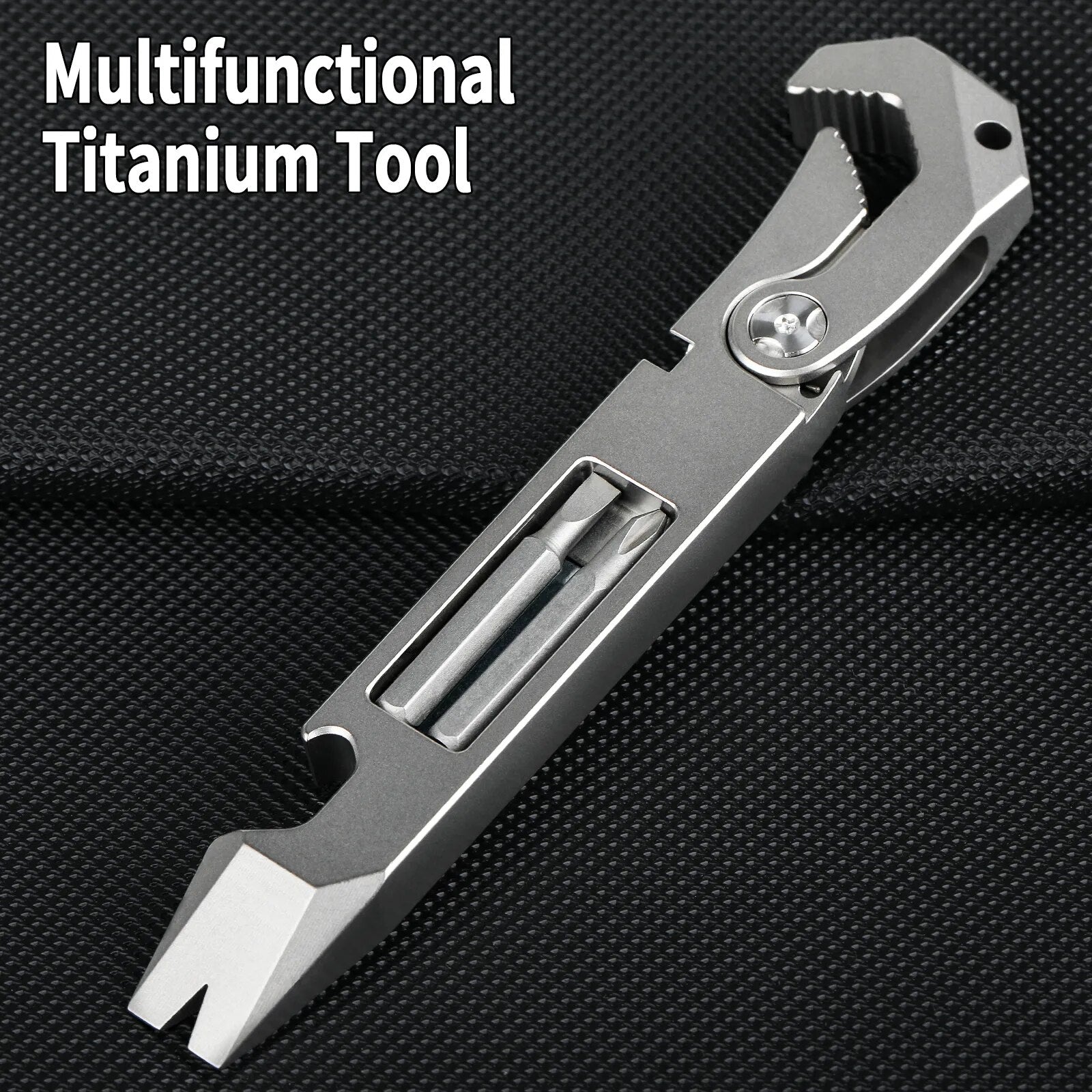 WARHERO titanium tactical multitool with pocket clip, bottle opener, and keychain hole for everyday carry — view 2
