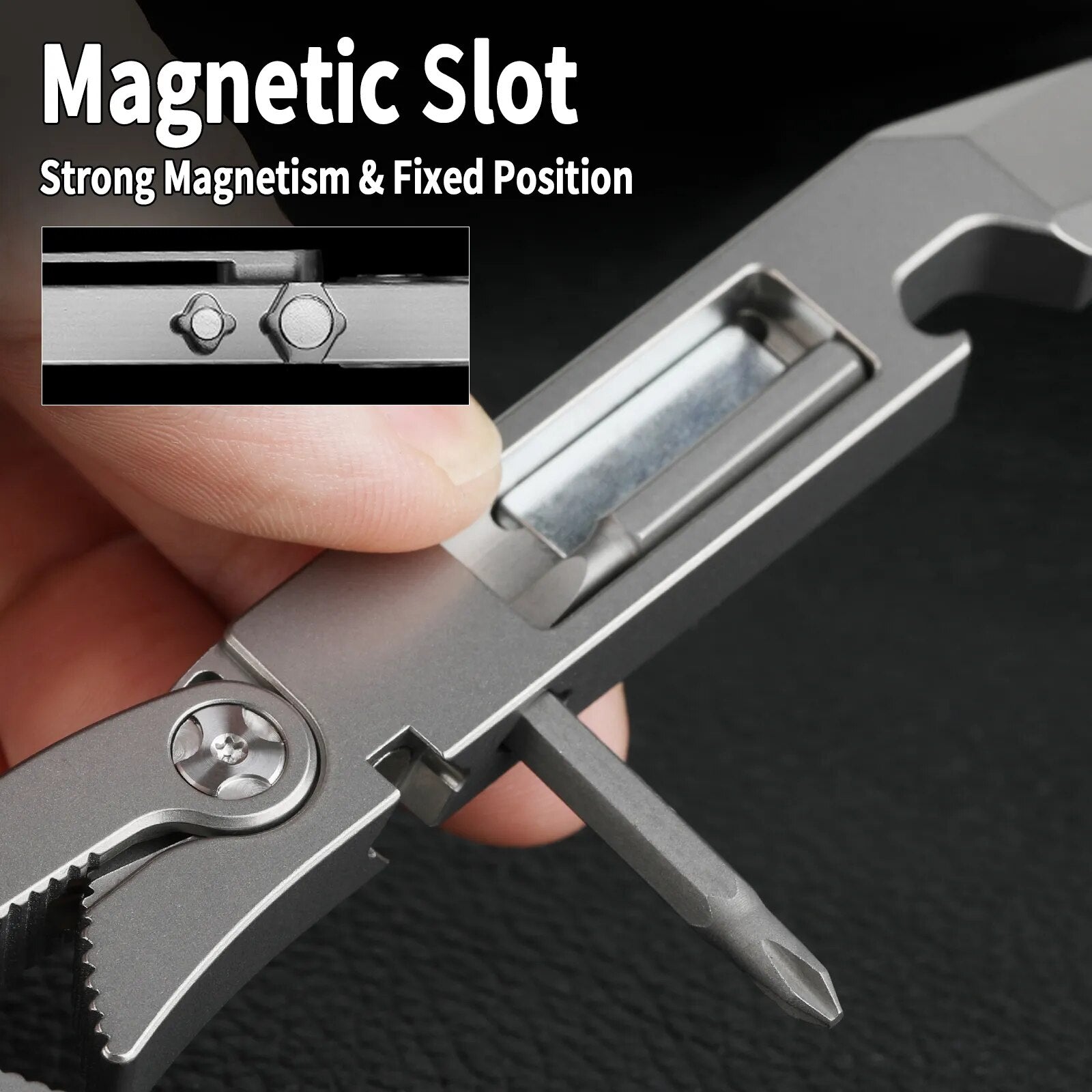 WARHERO titanium tactical multitool with pocket clip, bottle opener, and keychain hole for everyday carry — view 3