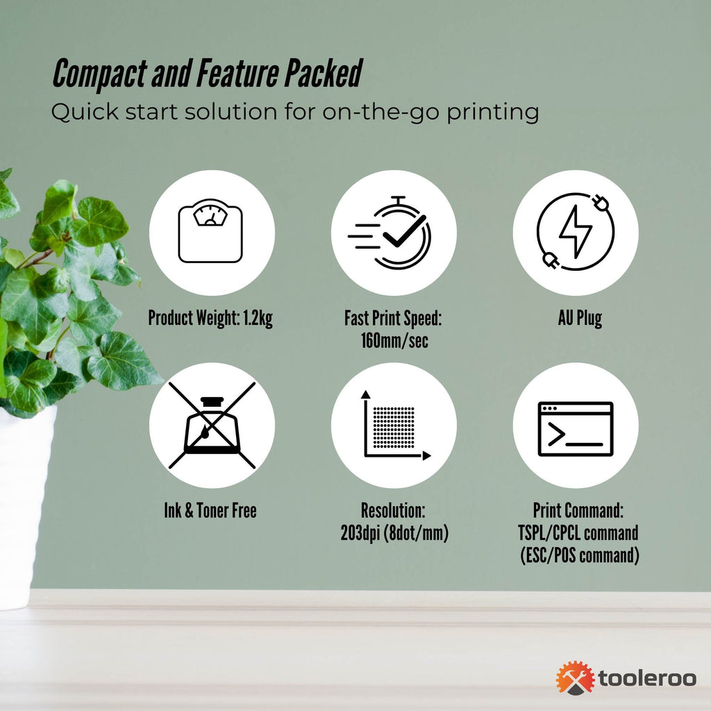 Bluetooth thermal label printer in black printing shipping labels and POS receipts — view 5