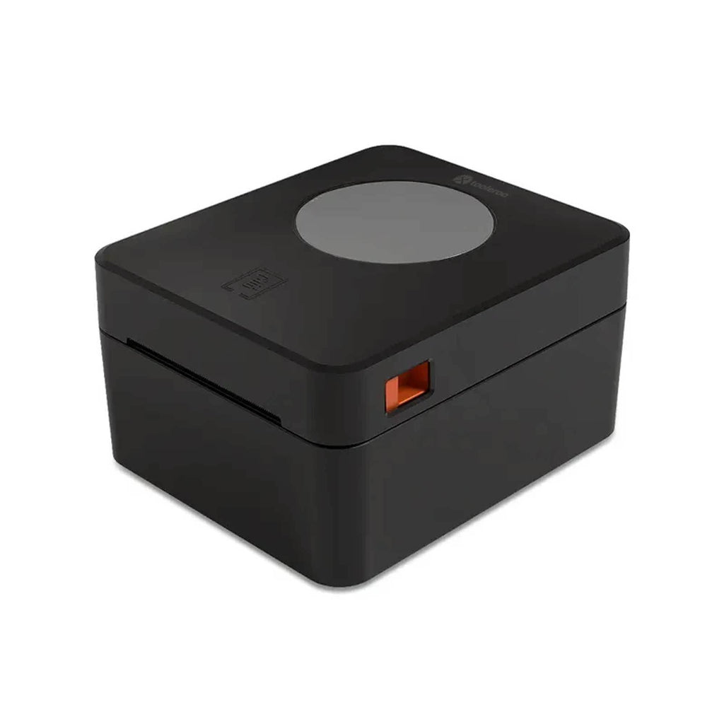 Bluetooth thermal label printer in black printing shipping labels and POS receipts
