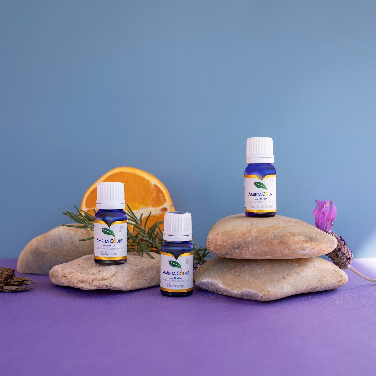 Total Control essential oil trio glass bottles for energy, calm, and peaceful sleep support. — view 2