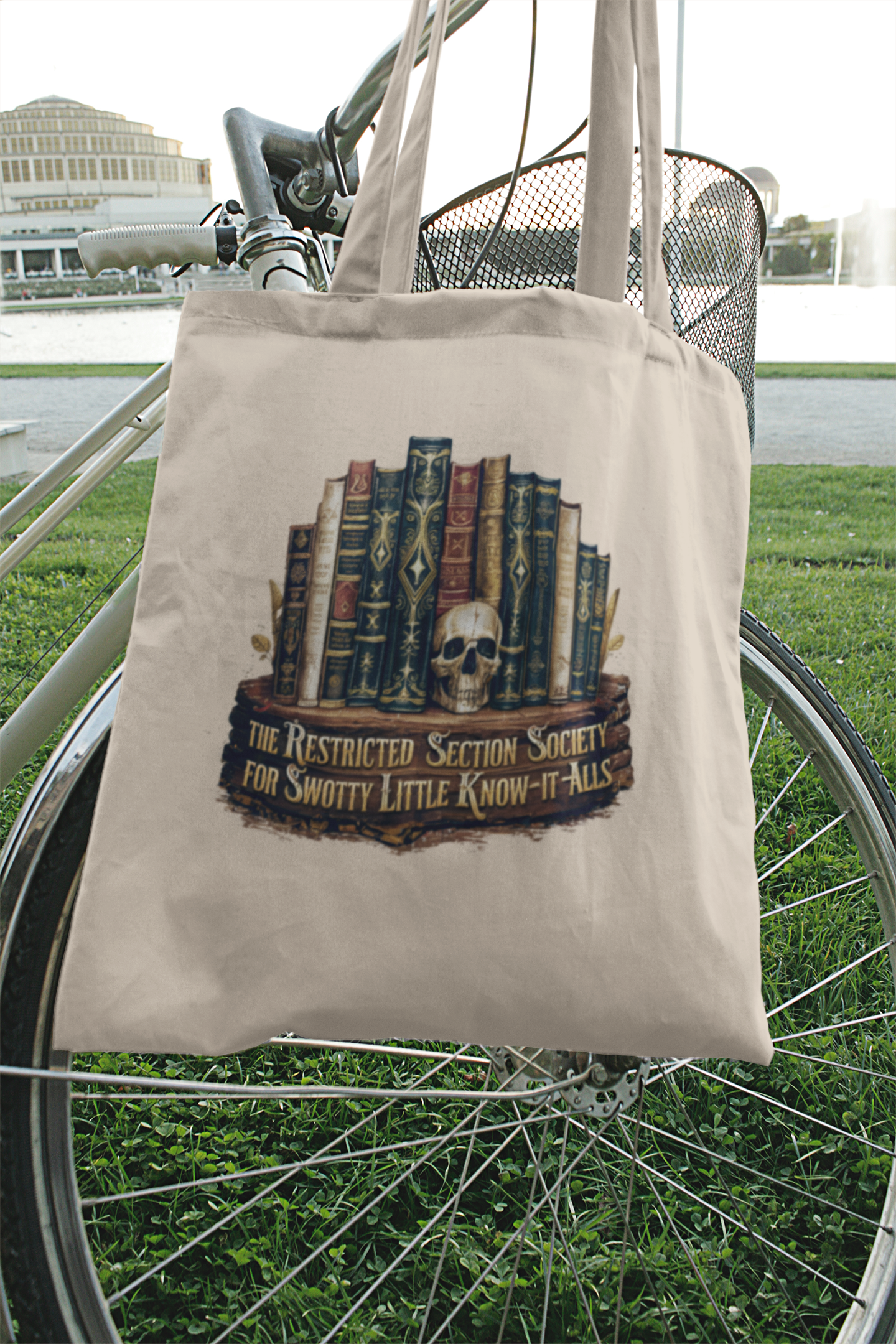 Restricted Section Society printed cotton canvas tote bag with shoulder handles — view 3