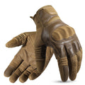Tactical outdoor climbing gloves with PU leather accents, hard shell shockproof knuckles, and adjustable wrists