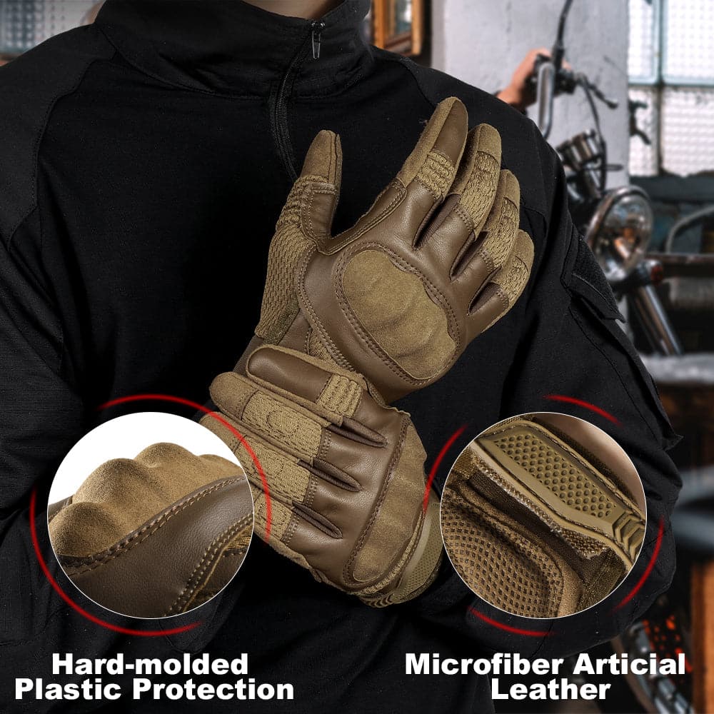 Tactical outdoor climbing gloves with PU leather accents, hard shell shockproof knuckles, and adjustable wrists — view 3