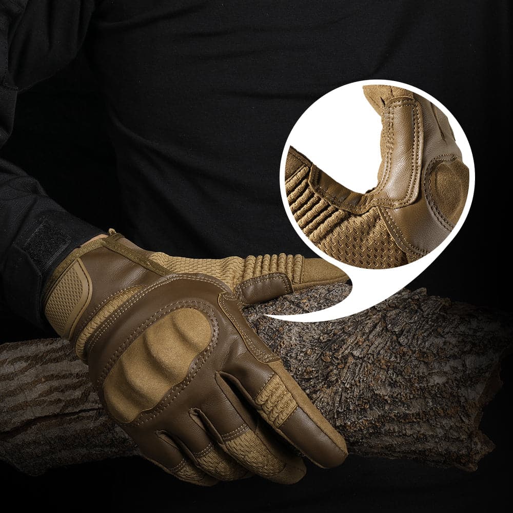 Tactical outdoor climbing gloves with PU leather accents, hard shell shockproof knuckles, and adjustable wrists — view 4