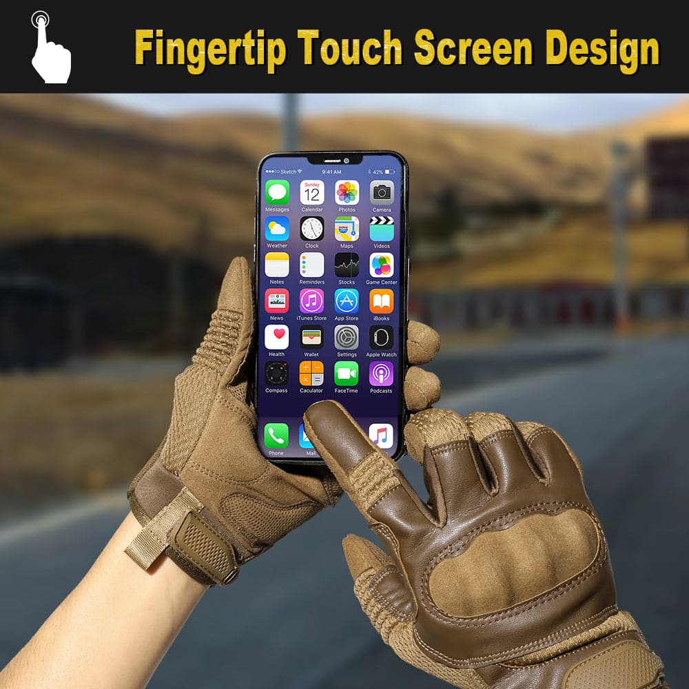 Tactical outdoor climbing gloves with PU leather accents, hard shell shockproof knuckles, and adjustable wrists — view 2