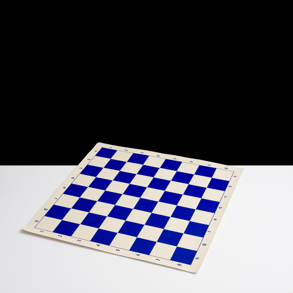 Tournament chess board in green and white vinyl, unrolled with clear algebraic notation borders — view 4