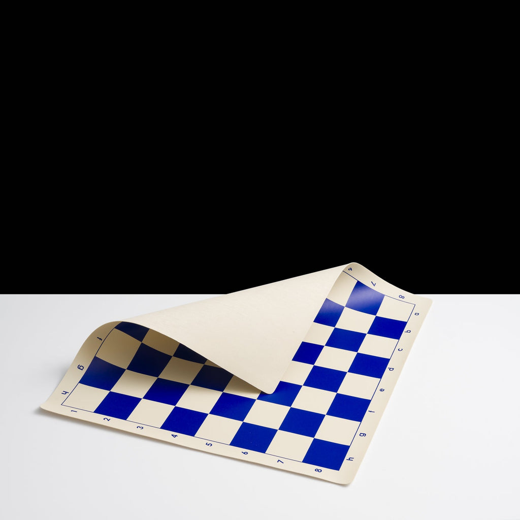 Tournament chess board in green and white vinyl, unrolled with clear algebraic notation borders — view 5