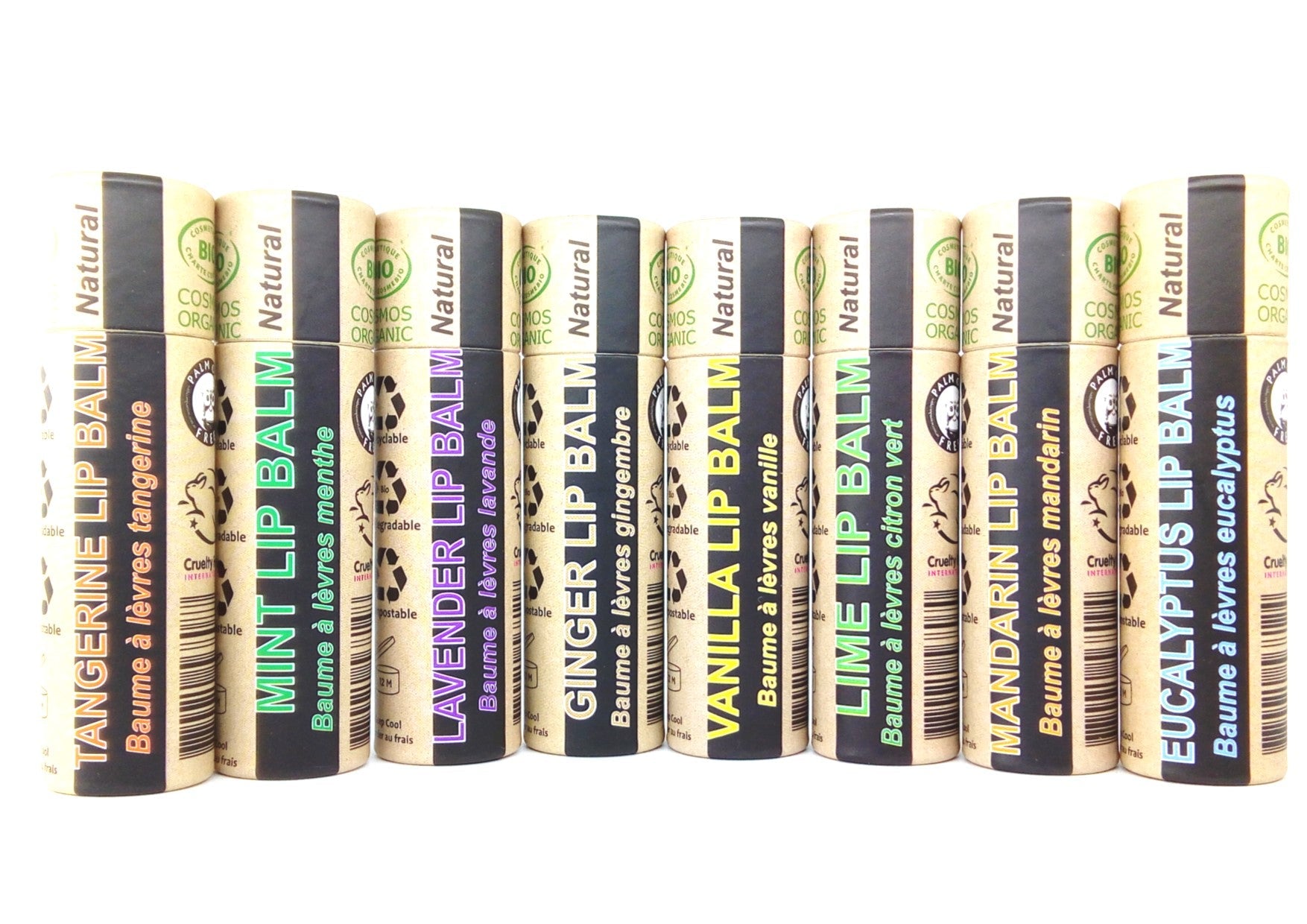 Organic ginger lip balm in an eco-friendly brown push-up paper tube packaging for sustainable skincare — view 3