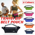 Waterproof running belt waist bag with secure zip pouch in assorted bright activewear colors