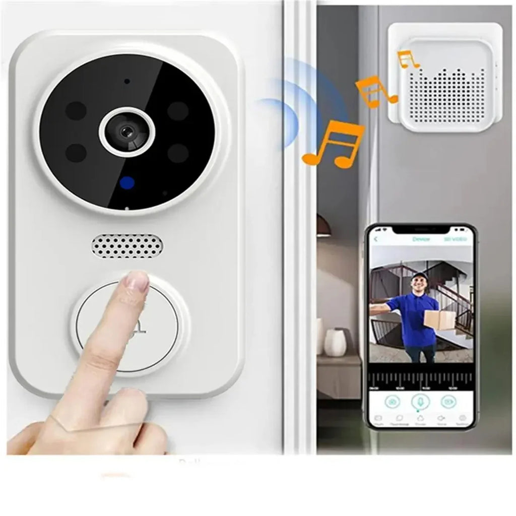 NNEOBA wireless video doorbell camera with HD lens, push button, and sleek modern design — view 3