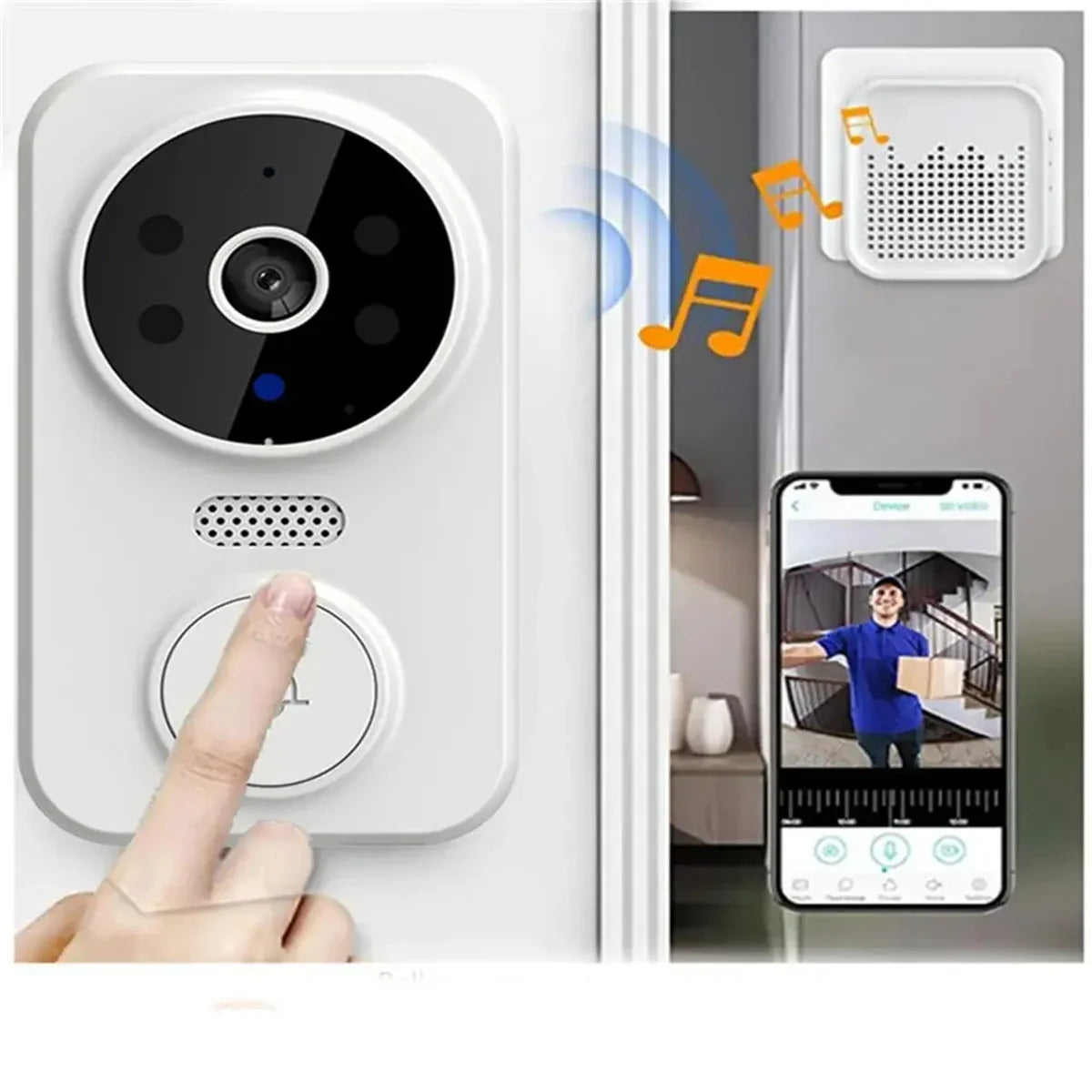 NNEOBA wireless video doorbell camera with HD lens, push button, and sleek modern design — view 3