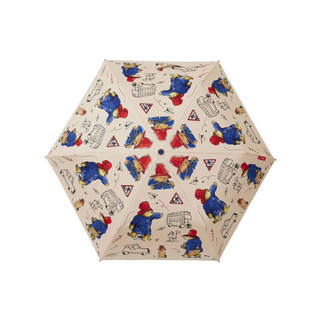 Paddington Bear automatic folding umbrella with matching sleeve, featuring classic artwork and UPF 50+ protection — view 2