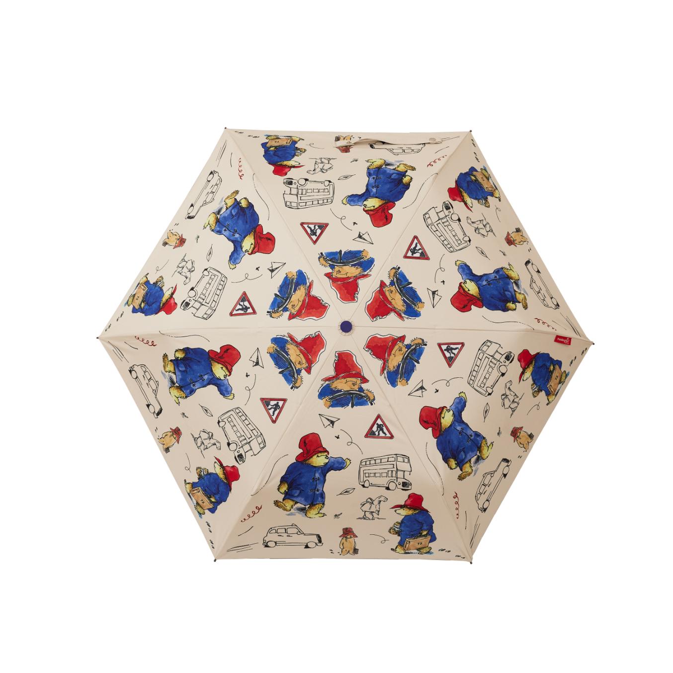 Paddington Bear automatic folding umbrella with matching sleeve, featuring classic artwork and UPF 50+ protection — view 2