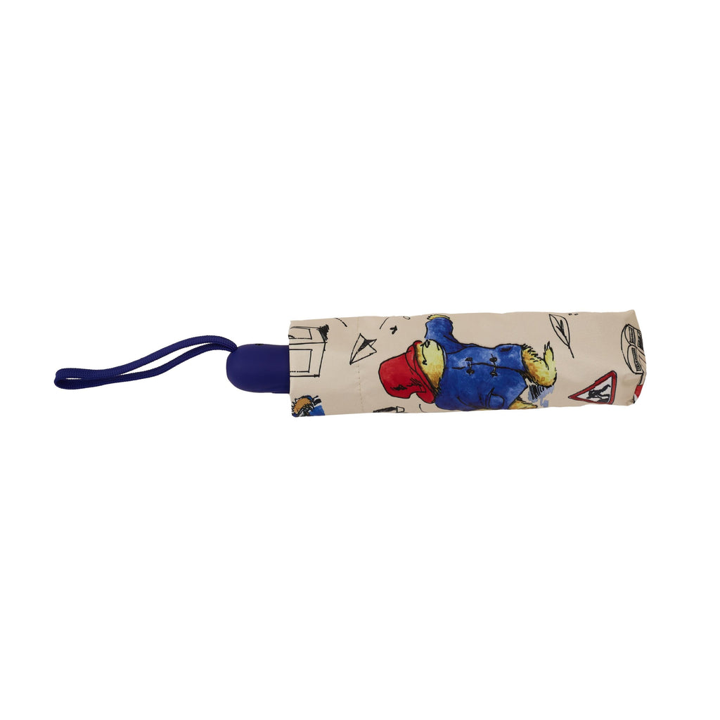 Paddington Bear automatic folding umbrella with matching sleeve, featuring classic artwork and UPF 50+ protection — view 3
