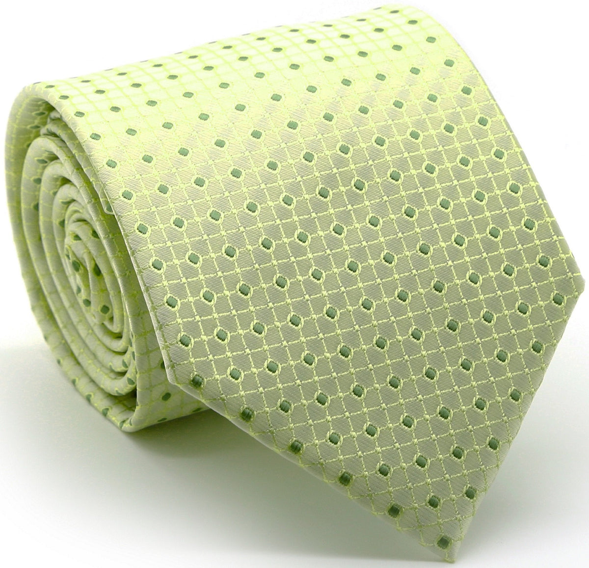 Mens Dads Classic Green Geometric Pattern Business Casual Necktie & Hanky Set UO-2-0