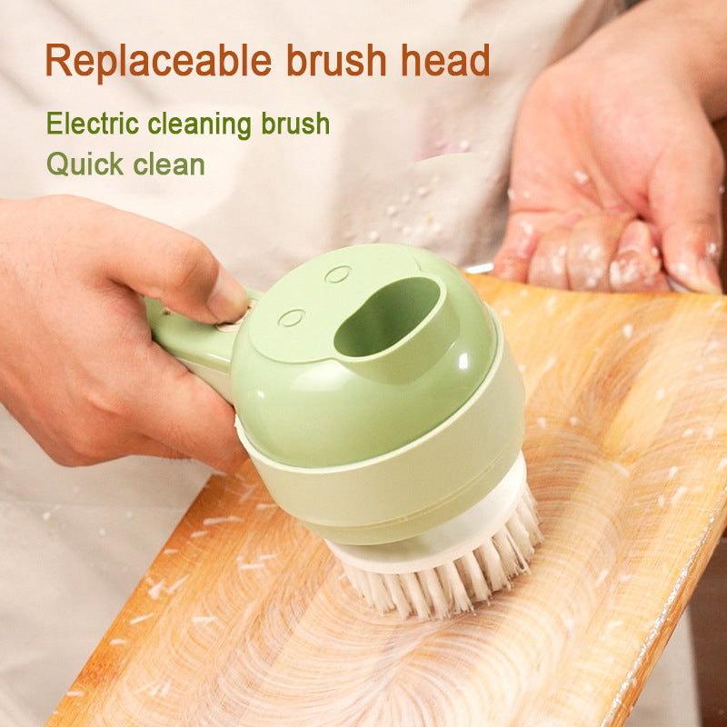 Cordless electric USB charged vegetable slicer and garlic masher in white ABS material — view 3