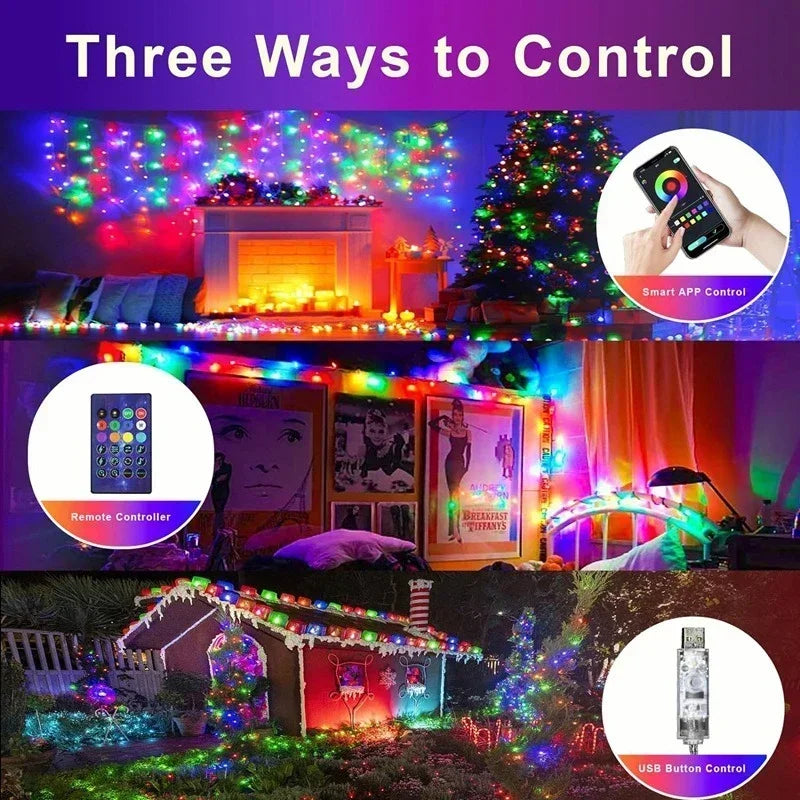 Bluetooth LED fairy string light with IR remote and flexible PVC wire for custom shaping — view 3