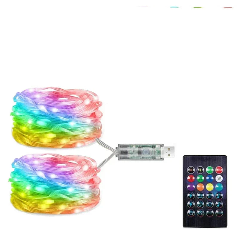Bluetooth LED fairy string light with IR remote and flexible PVC wire for custom shaping
