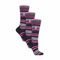 Three pack of ladies patterned knee high lightweight thermal ski socks in assorted vibrant designs