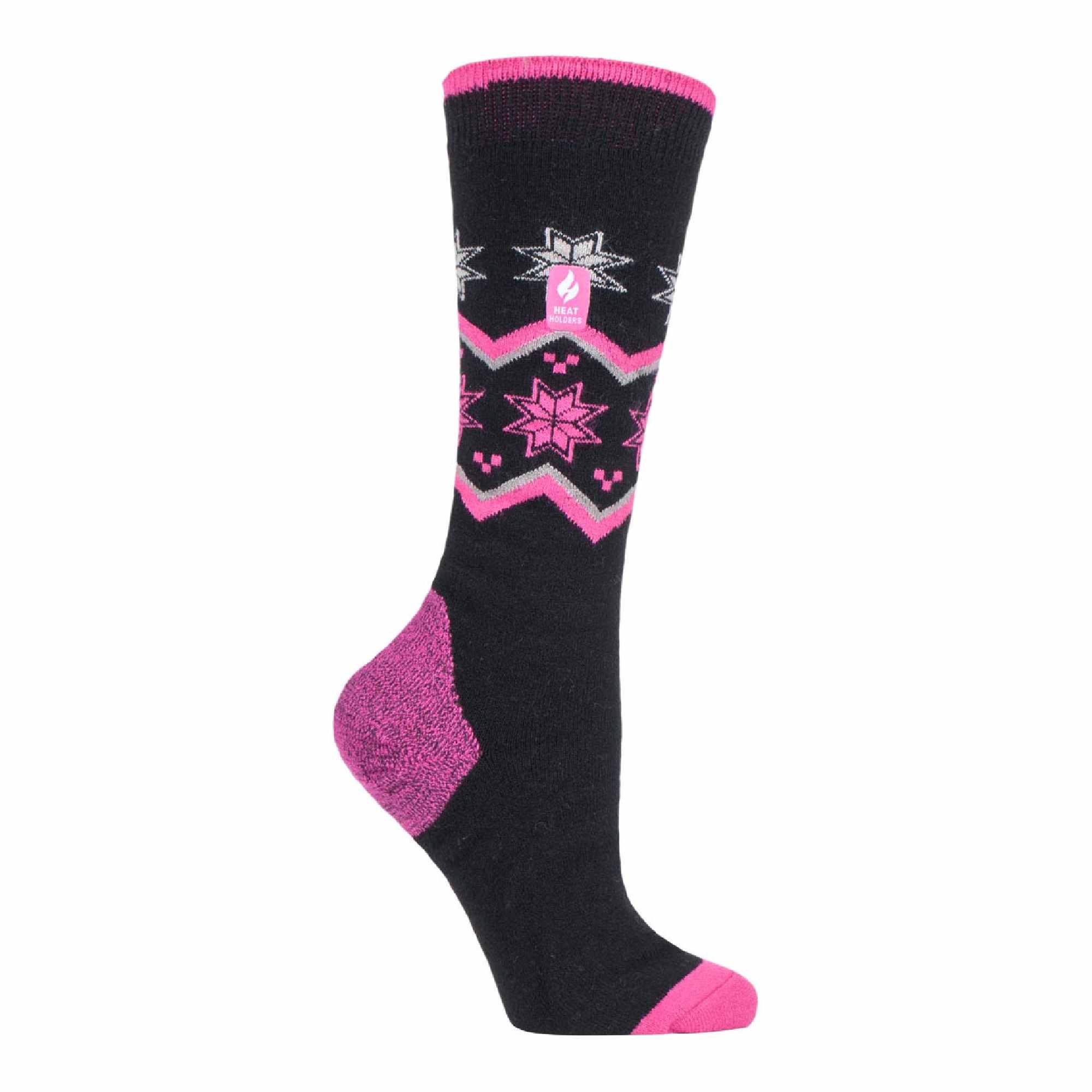 Ladies ultra lite thermal knee high ski socks featuring a reinforced heel and soft cushion pile