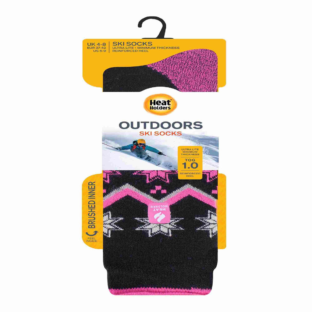 Ladies ultra lite thermal knee high ski socks featuring a reinforced heel and soft cushion pile — view 2