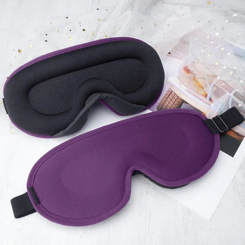 Black 3D contoured memory foam sleep mask with adjustable strap for total darkness — view 3