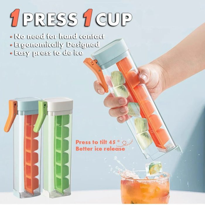 Ultimate ice cube maker with convenient storage box in food grade plastic for cold beverages