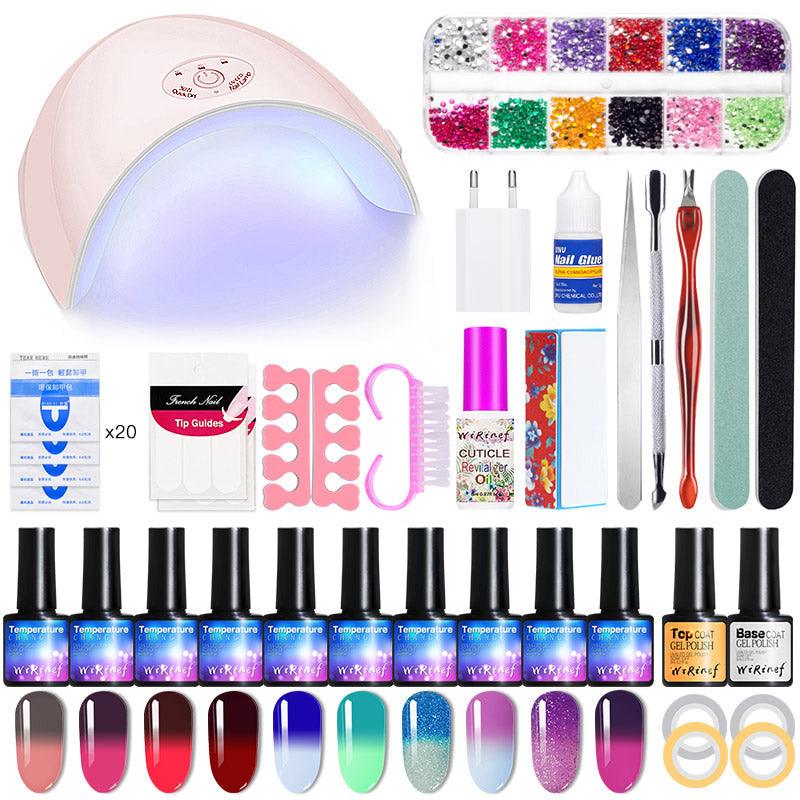 Complete UV gel nail art kit with a 36W dryer lamp, colorful polishes, and manicure tools — view 3