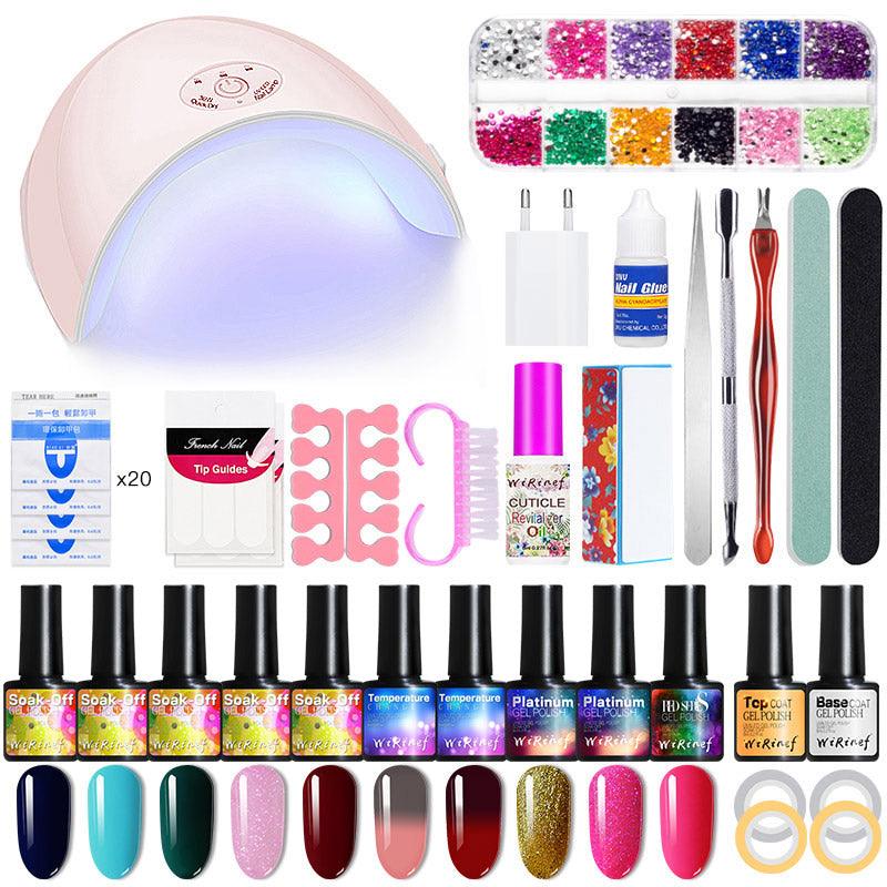 Complete UV gel nail art kit with a 36W dryer lamp, colorful polishes, and manicure tools — view 4