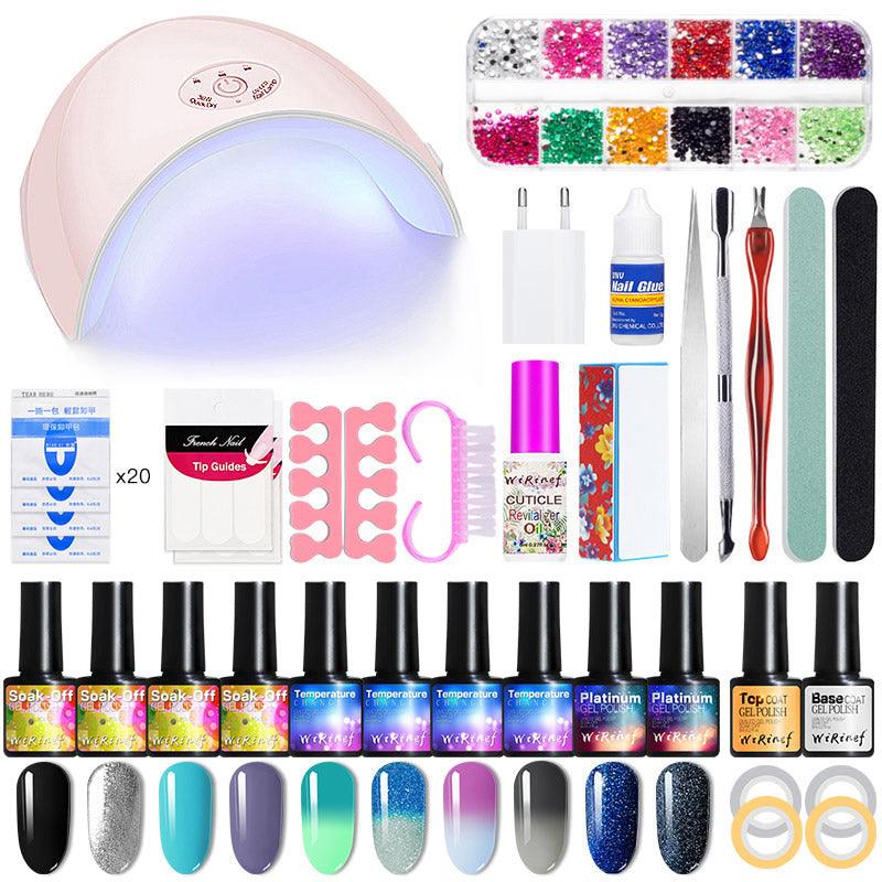 Complete UV gel nail art kit with a 36W dryer lamp, colorful polishes, and manicure tools — view 5