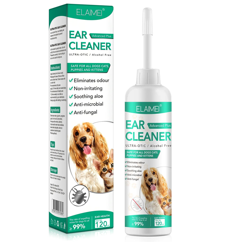 Ultra-Otic pet ear cleaner in a 120ml bottle for gentle dog and cat grooming