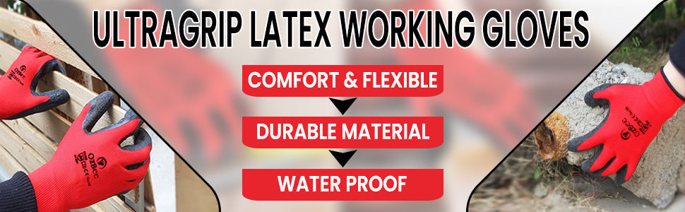 Work Gloves Latex Coated General Purpose Hand Protection Garden Mechanic 6 Pairs-3