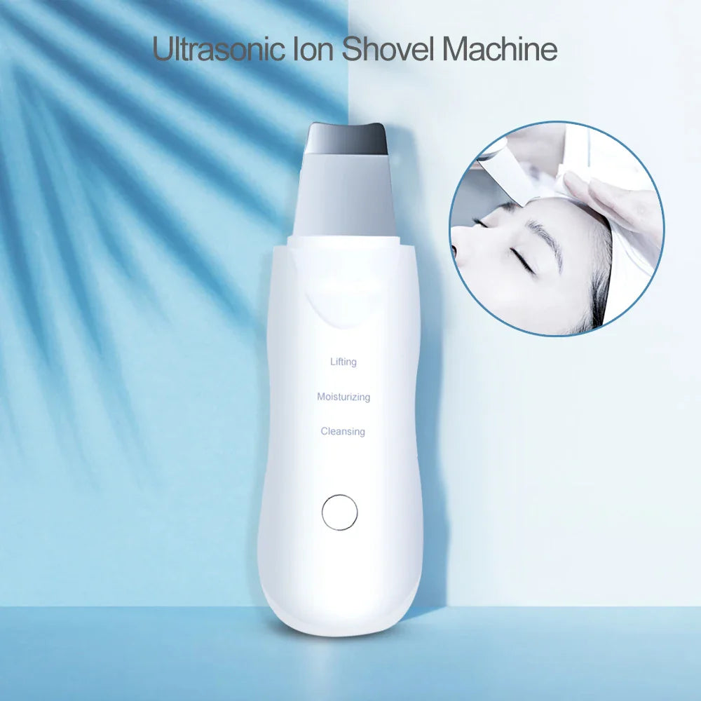 Ultrasonic skin scrubber facial cleansing device in sleek white plastic for gentle deep pore exfoliation — view 5