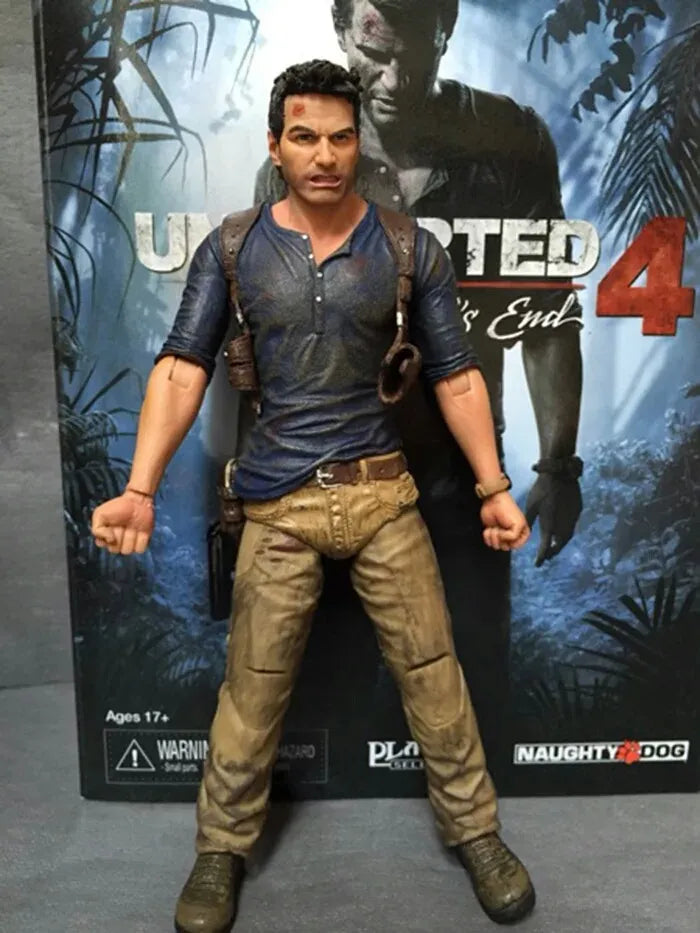 Highly detailed 1:12 scale Nathan Drake action figure from Uncharted 4 with weapons and accessories