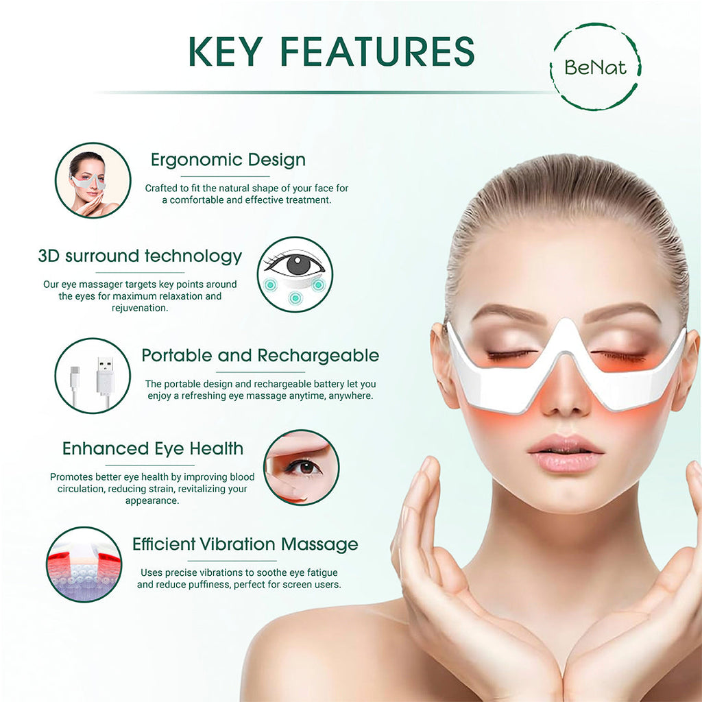 Under-eye red light therapy massager device targeting dark circles and puffiness for skincare rejuvenation — view 2
