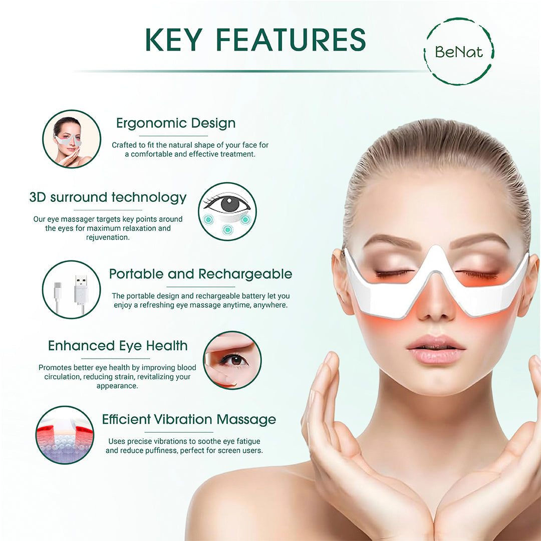 Under-eye red light therapy massager device targeting dark circles and puffiness for skincare rejuvenation — view 2