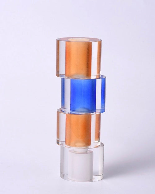 Modern crystal nugget vase with stacked geometric glass blocks in vibrant contemporary colors. — view 4