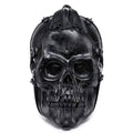 Unisex large 3D skull backpack in black PU leather with top handle and adjustable shoulder straps