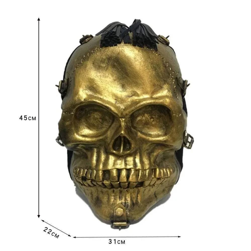 Unisex large 3D skull backpack in black PU leather with top handle and adjustable shoulder straps — view 3