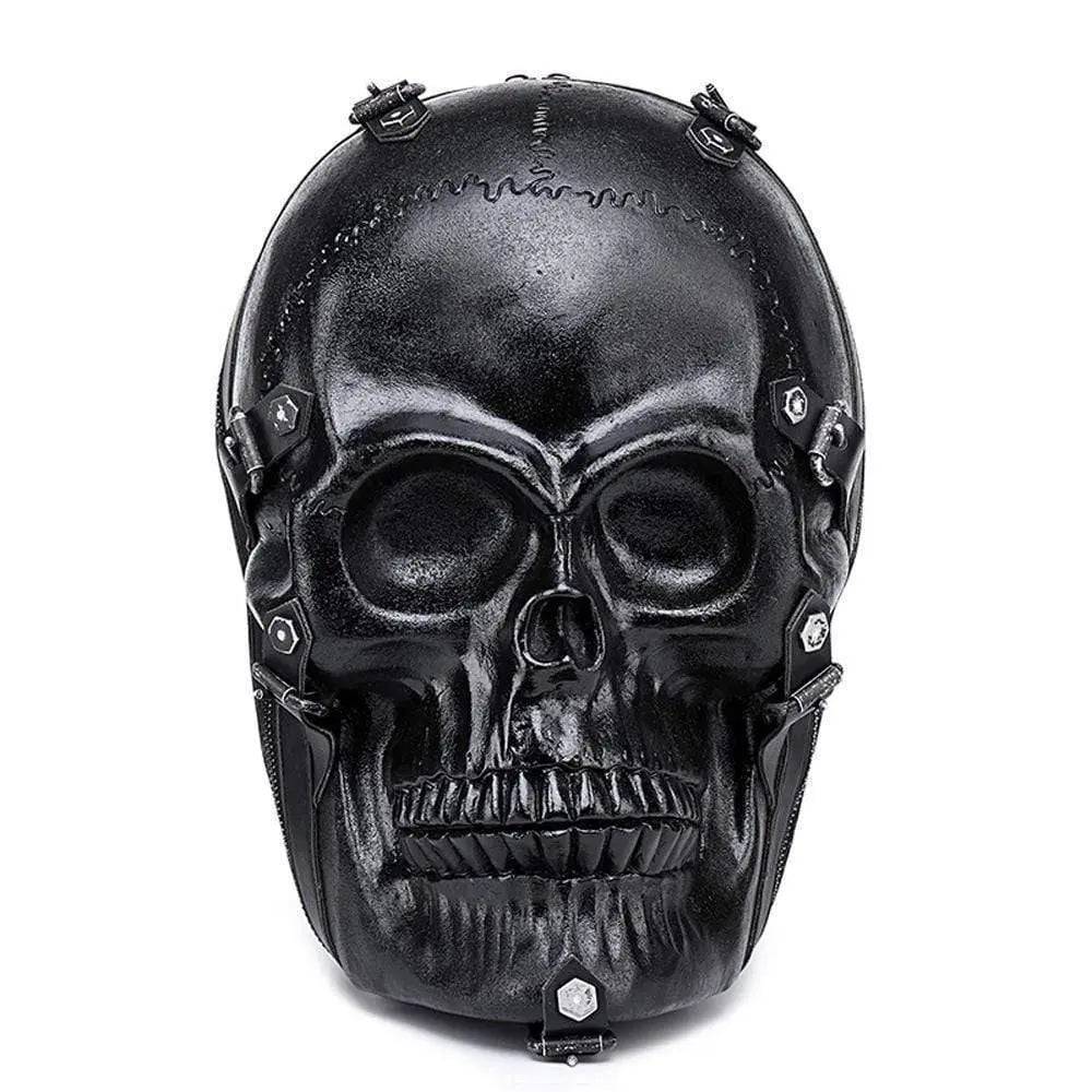 Unisex large 3D skull backpack in black PU leather with top handle and adjustable shoulder straps — view 5