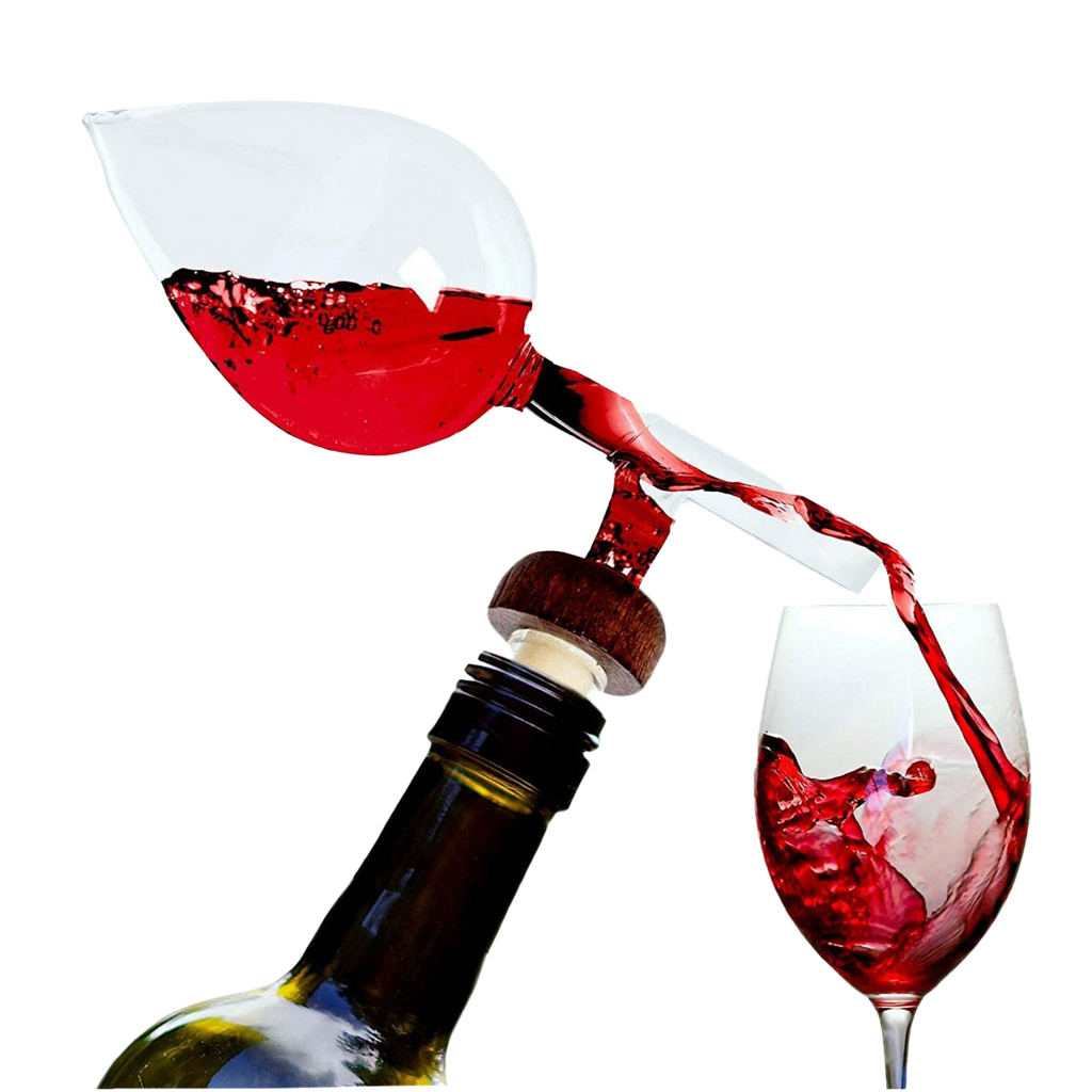 Clear hand-blown glass Italian in-bottle wine aerator and decanter for red and white wine — view 2