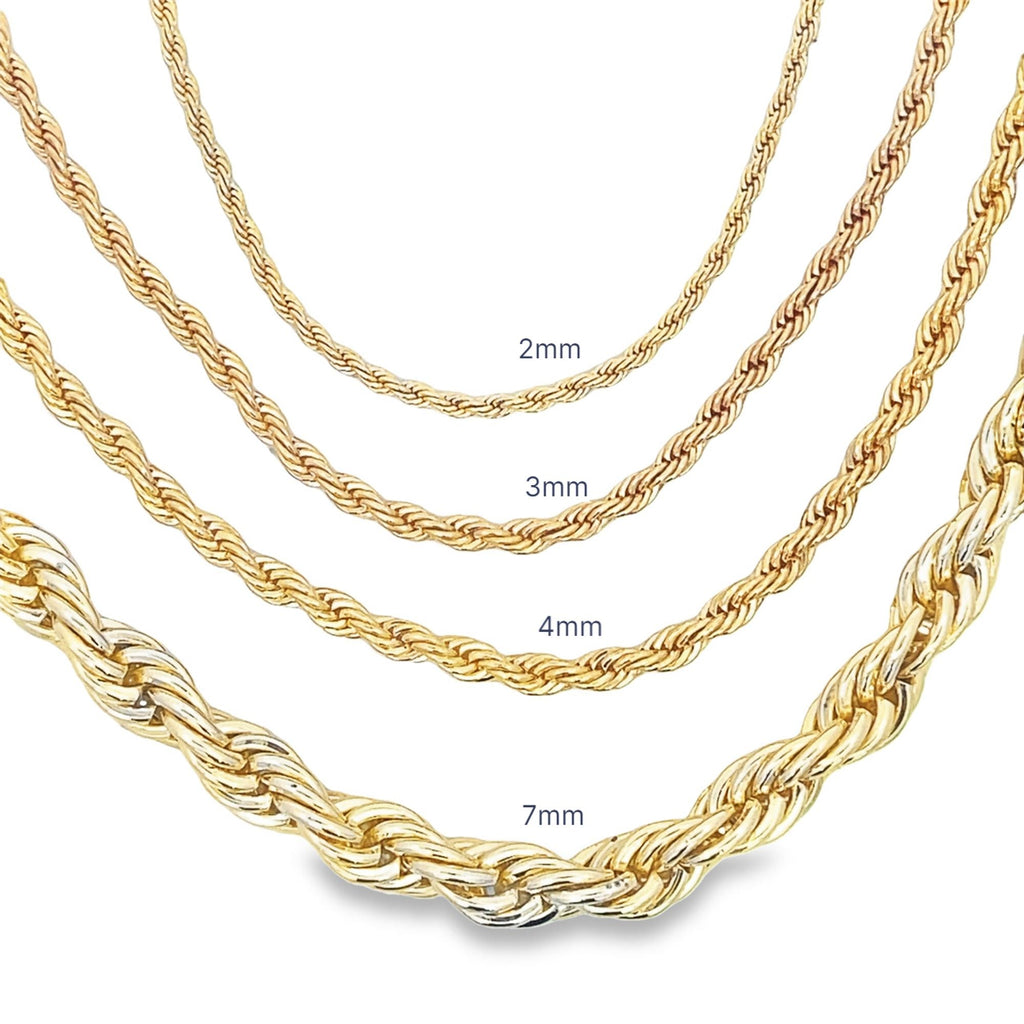 18K gold filled twisted rope chain anklet highlighting delicate and bold thickness options