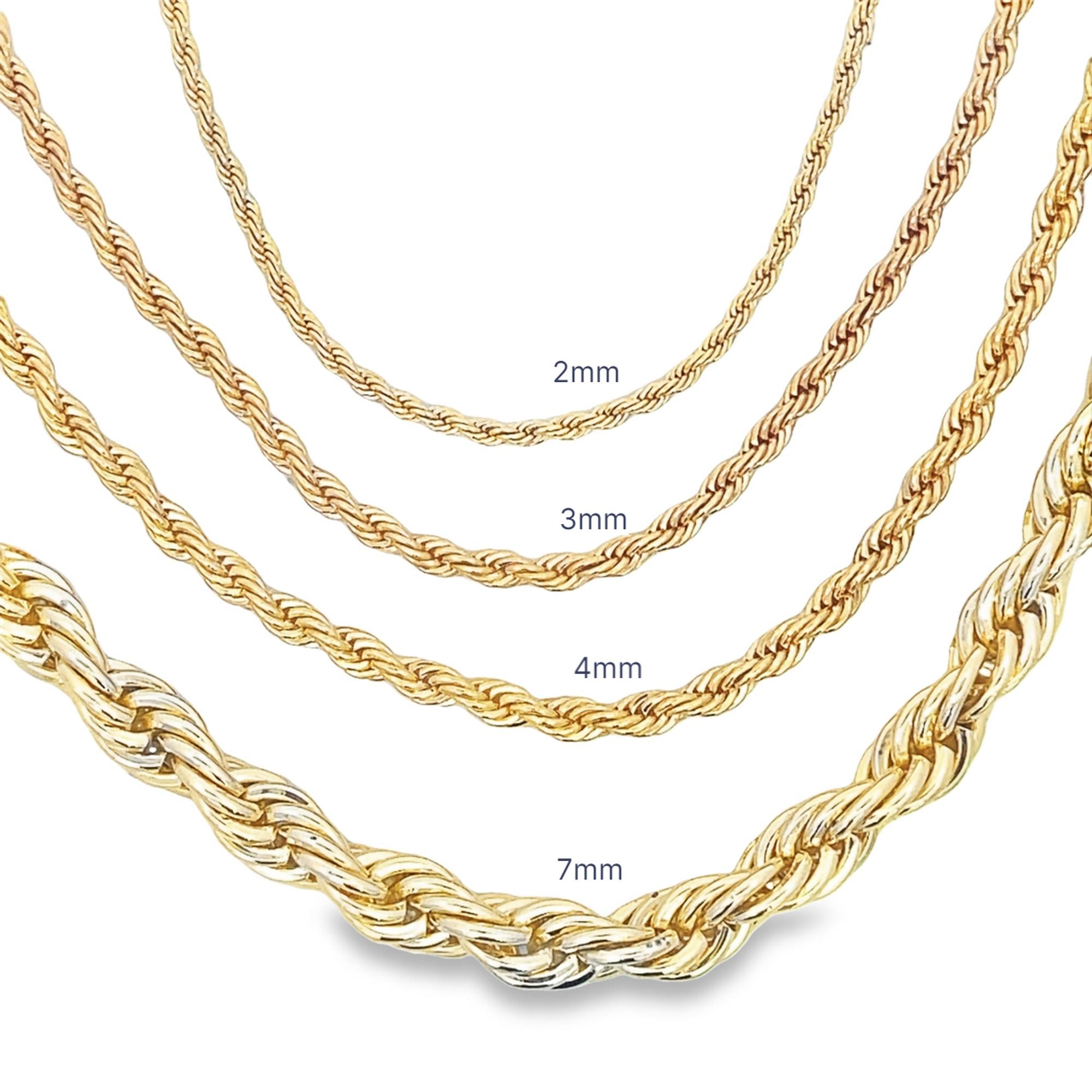 18K gold filled twisted rope chain anklet highlighting delicate and bold thickness options