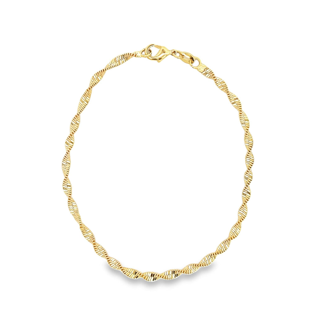 Elegant 18K gold filled twisted rope chain anklet showcasing intricate detailing and a secure clasp — view 3