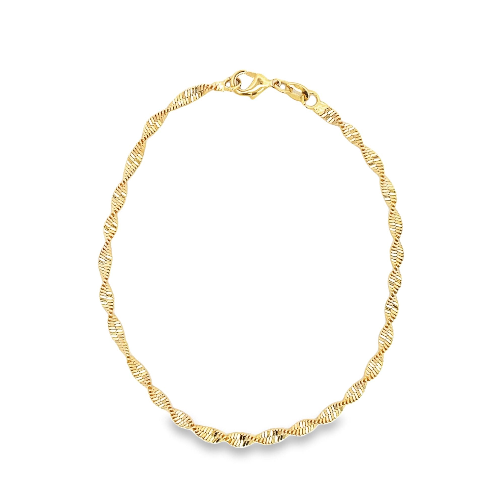 Elegant 18K gold filled twisted rope chain anklet showcasing intricate detailing and a secure clasp — view 3