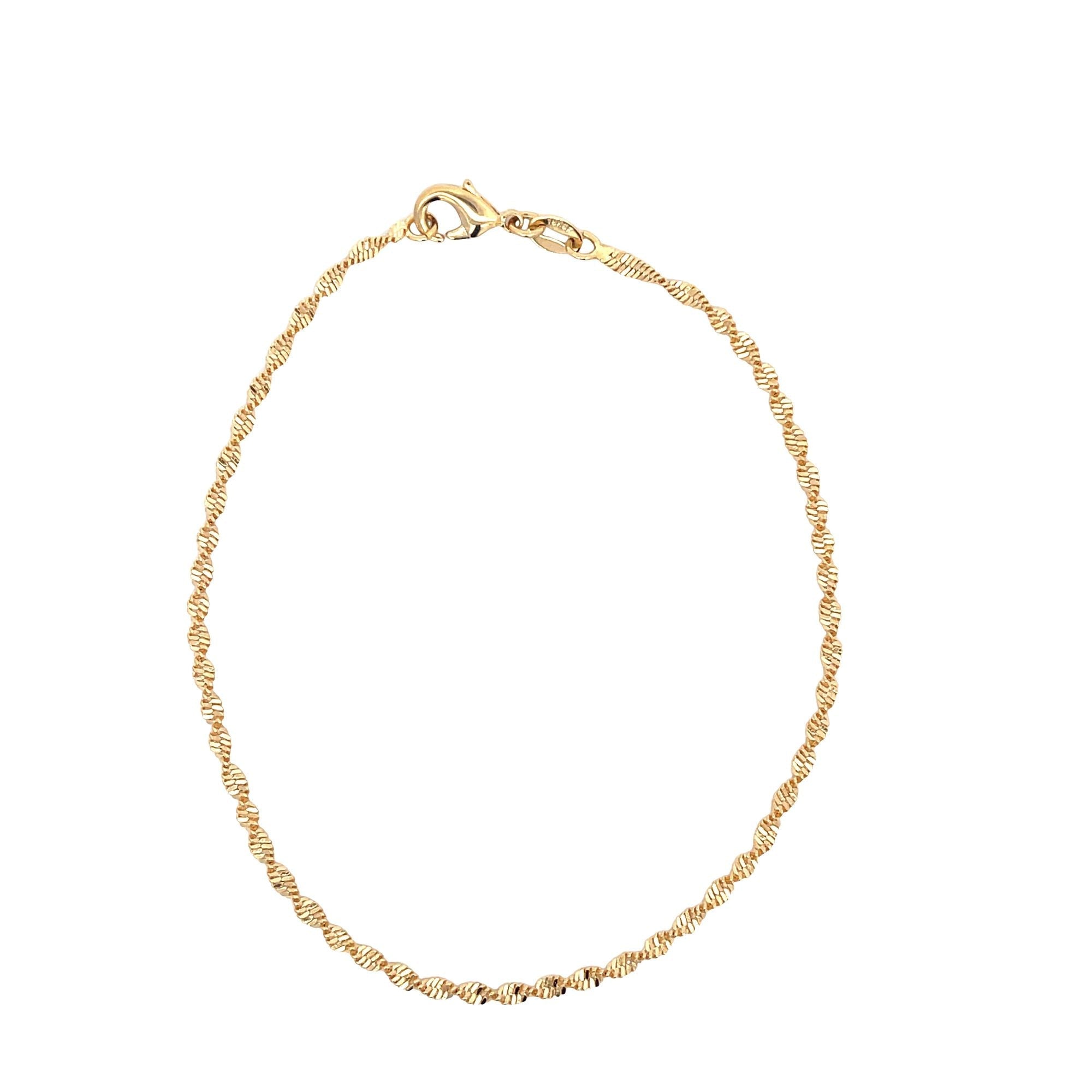Elegant 18K gold filled twisted rope chain anklet showcasing intricate detailing and a secure clasp — view 4