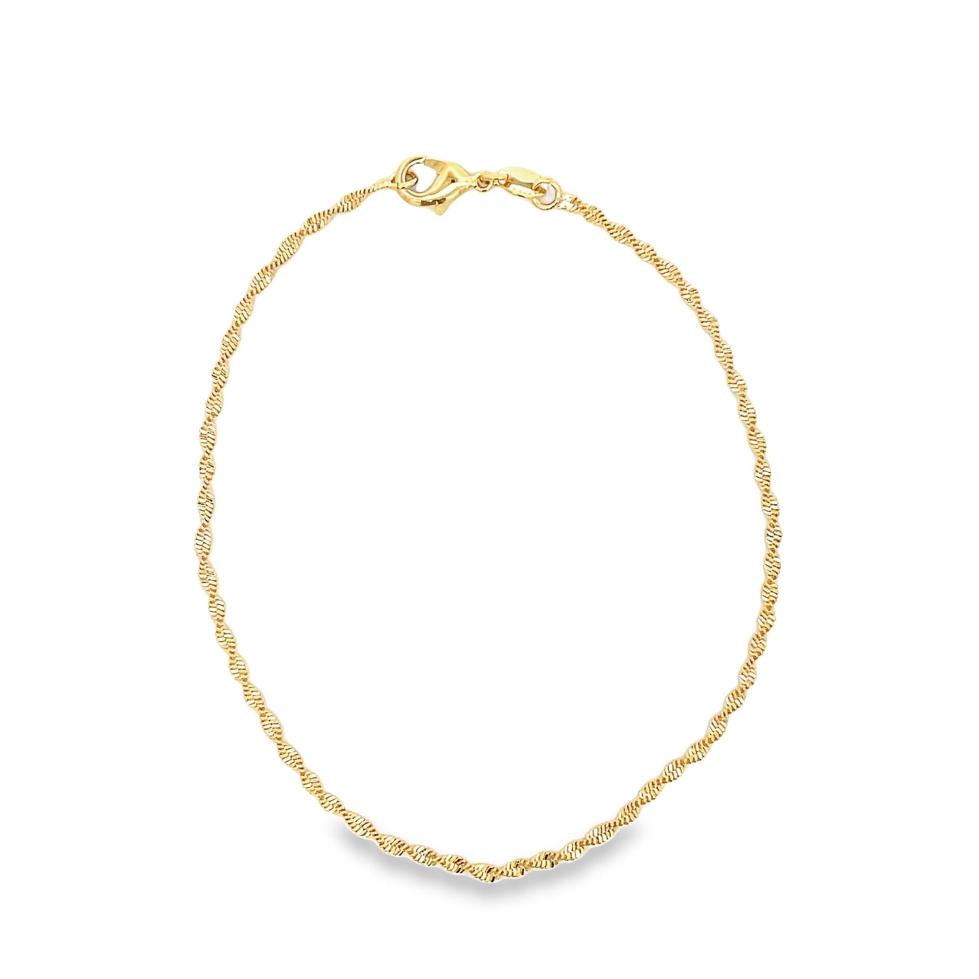Elegant 18K gold filled twisted rope chain anklet showcasing intricate detailing and a secure clasp — view 5