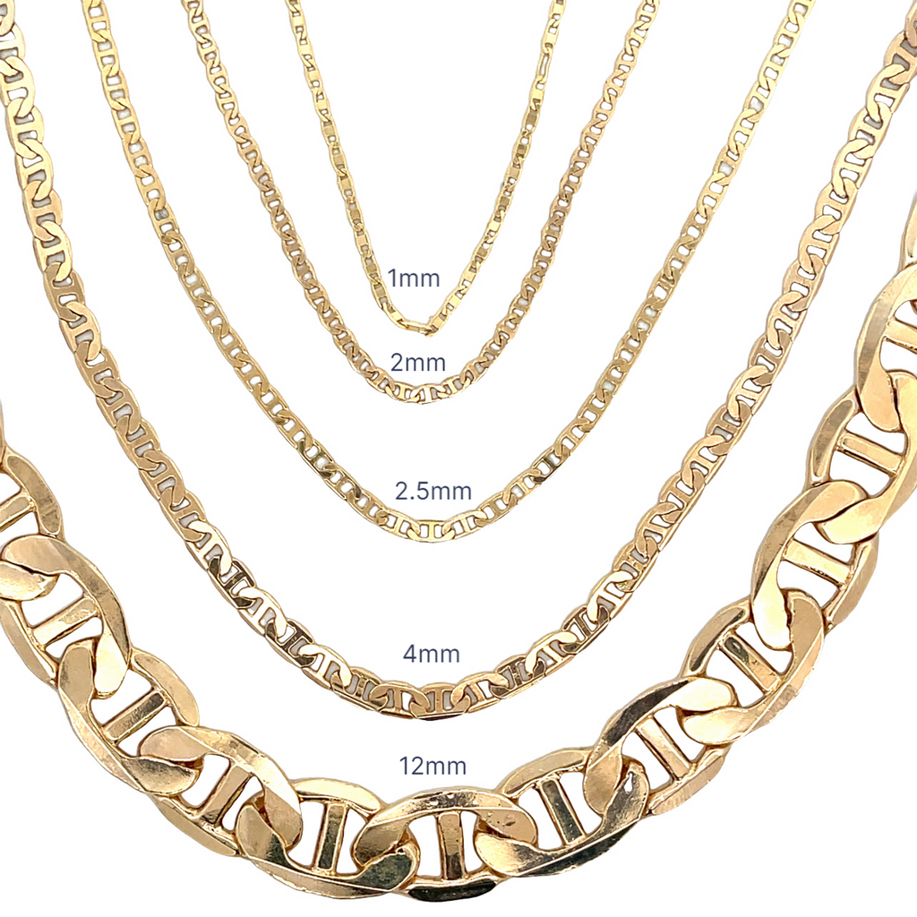 Flat mariner chain anklet in 18K gold filled resting elegantly on clean background